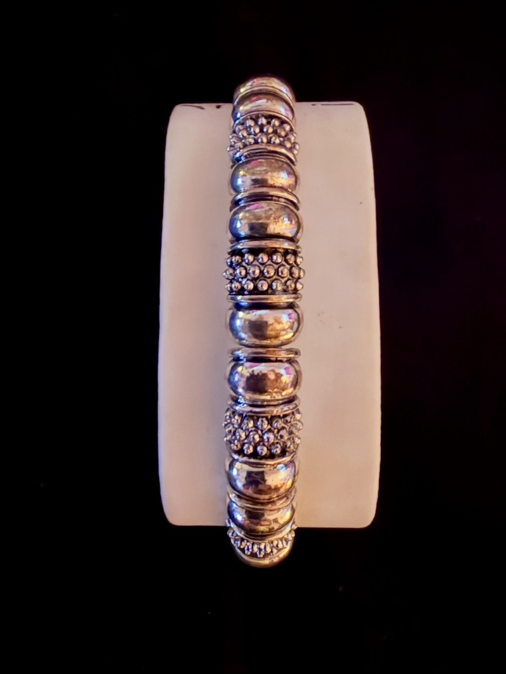 New Designer Sterling-Style Silver Bead Stretch Bracelet - Classic Silver